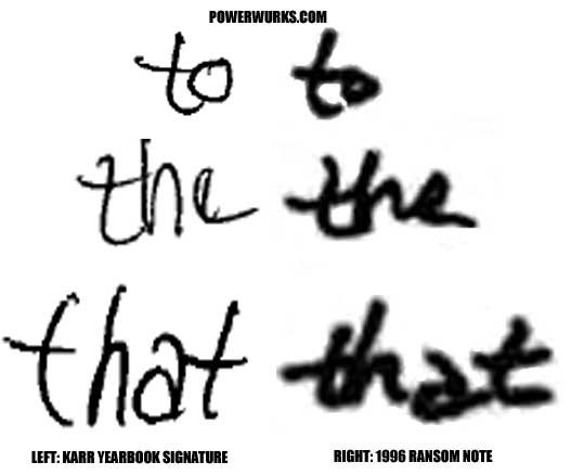 John Mark Karr ransom note yearbook handwriting comparison.